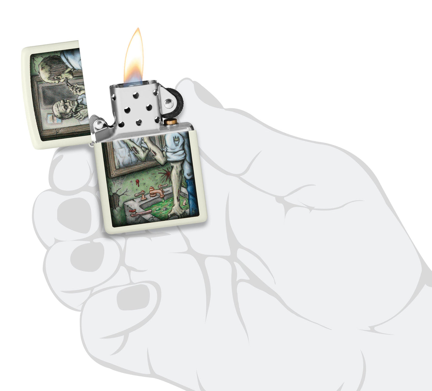 Zippo Zombie Shaving Design Glow In The Dark Windproof Lighter