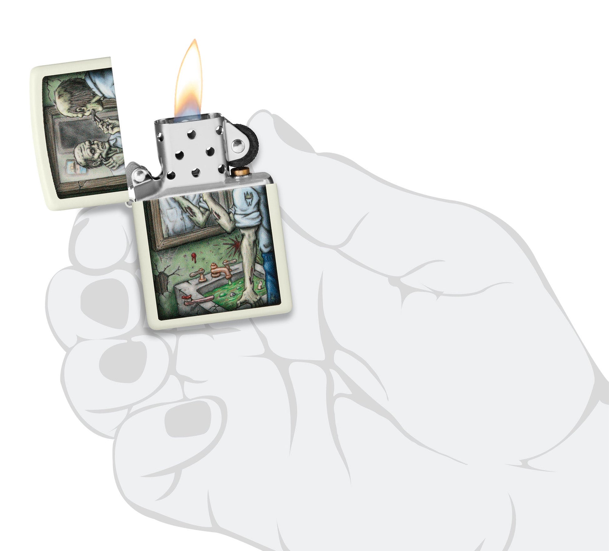 Zippo Zombie Shaving Design Glow In The Dark Windproof Lighter