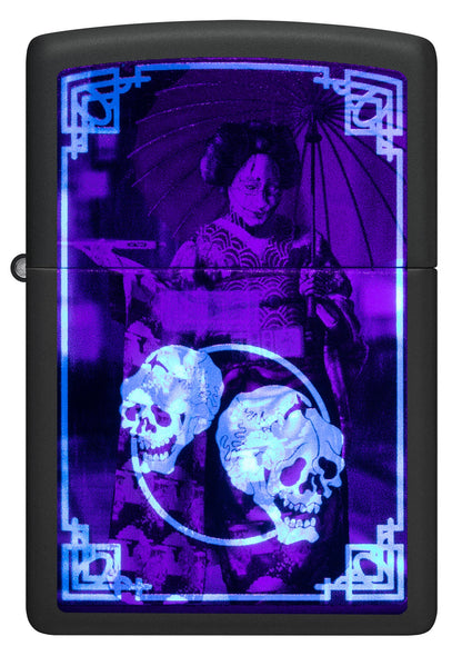 Zippo Black Light Cyber Kimono Design Black Matte Windproof Lighter