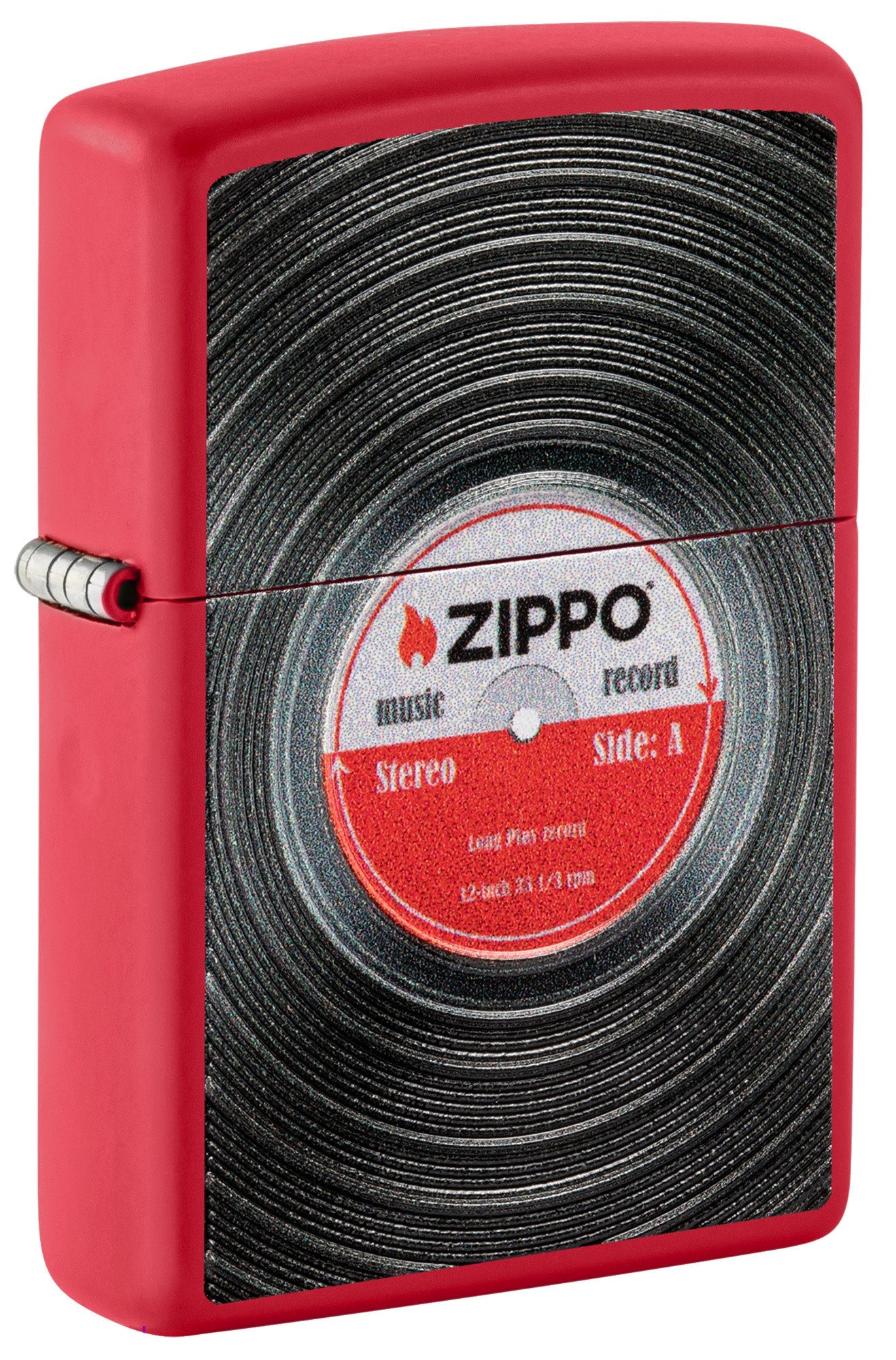 Zippo Vinyl Record Design Texture Print Red Matte Windproof Lighter