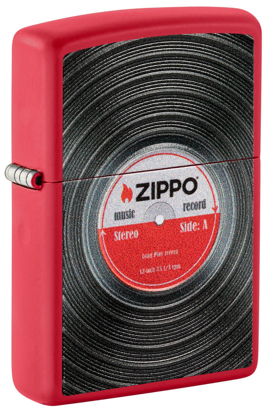 Zippo Vinyl Record Design Texture Print Red Matte Windproof Lighter