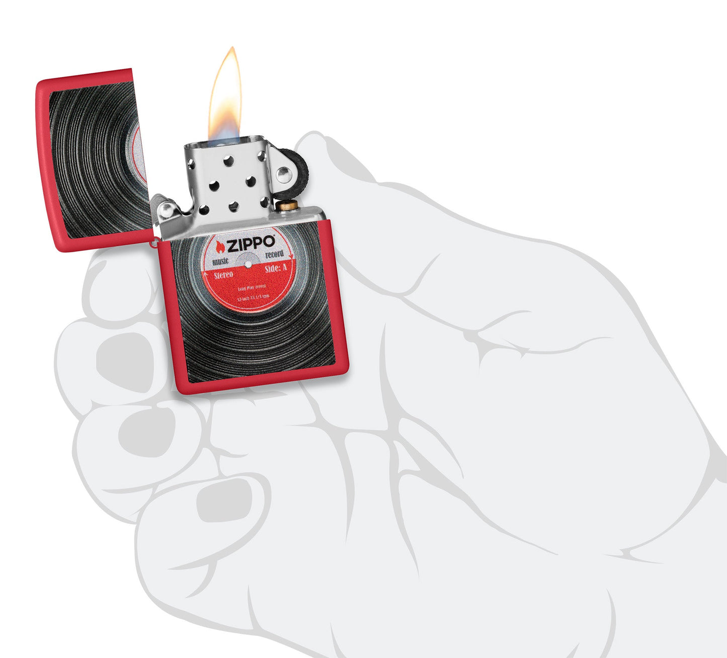 Zippo Vinyl Record Design Texture Print Red Matte Windproof Lighter