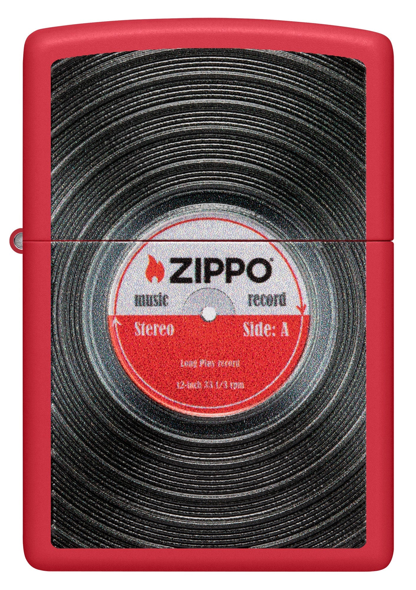 Zippo Vinyl Record Design Texture Print Red Matte Windproof Lighter