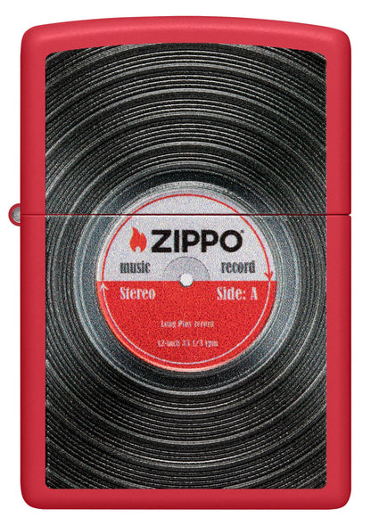 Zippo Vinyl Record Design Texture Print Red Matte Windproof Lighter