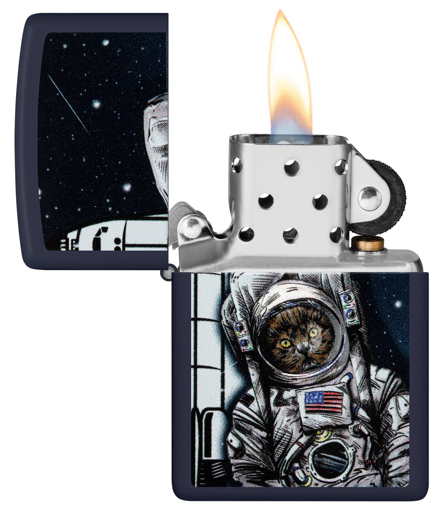 Zippo Space Kitten Design Navy Matte Windproof Lighter