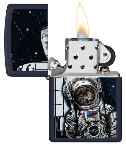 Zippo Space Kitten Design Navy Matte Windproof Lighter