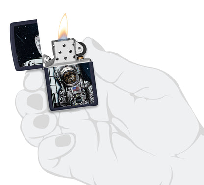 Zippo Space Kitten Design Navy Matte Windproof Lighter