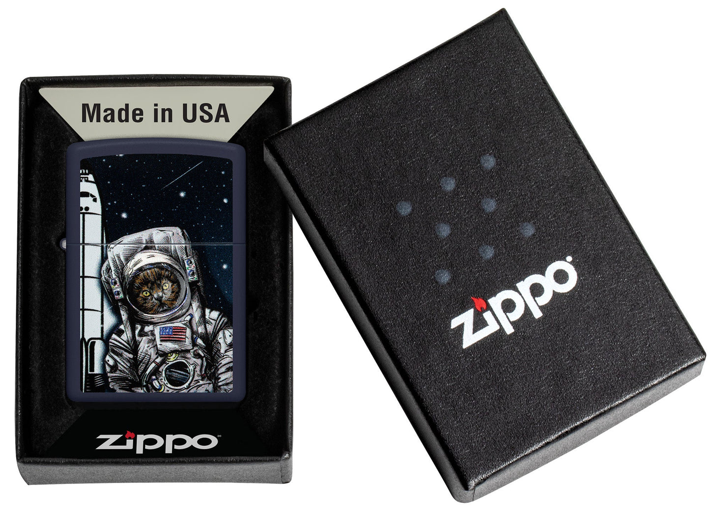 Zippo Space Kitten Design Navy Matte Windproof Lighter