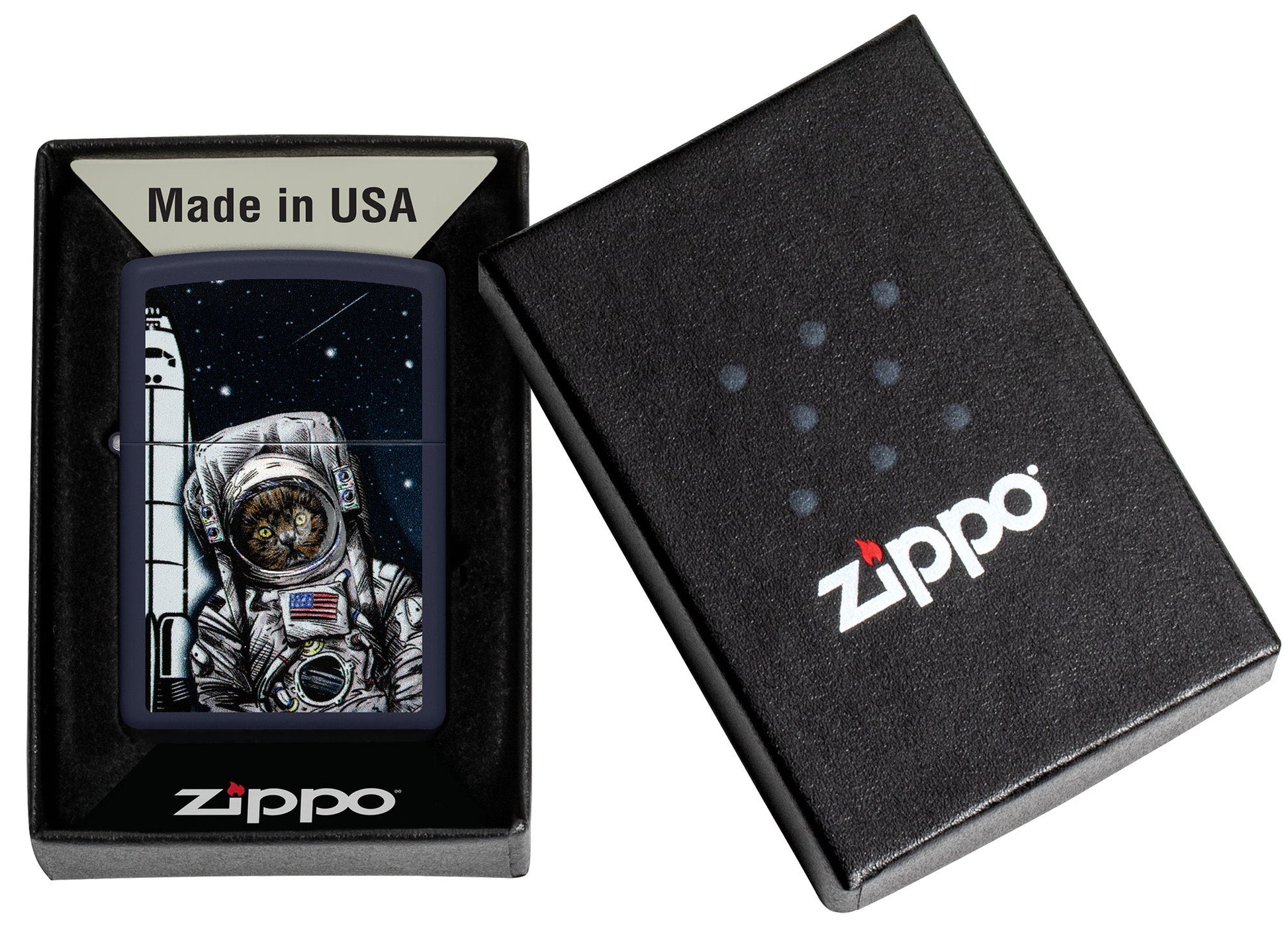 Zippo Space Kitten Design Navy Matte Windproof Lighter