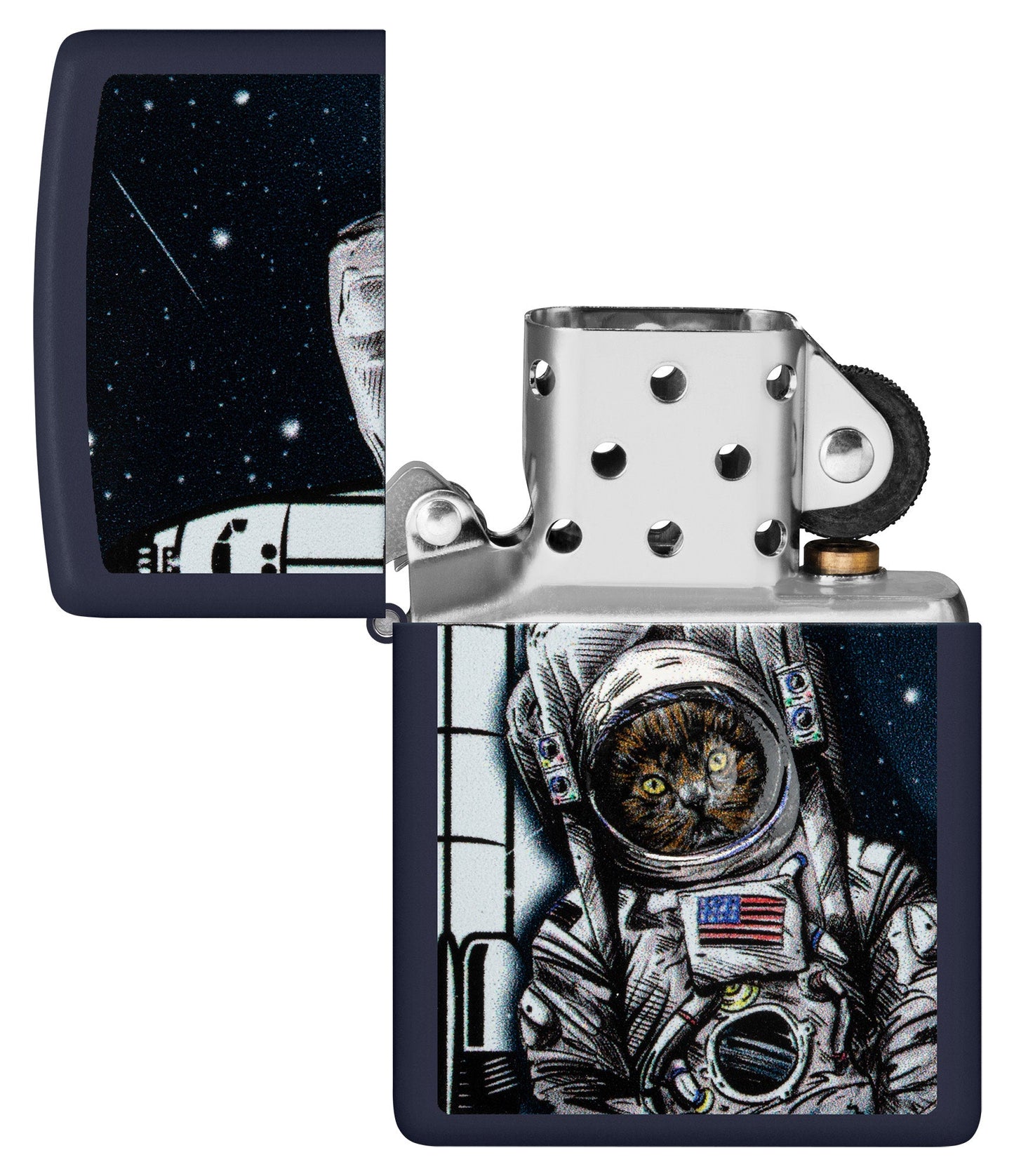 Zippo Space Kitten Design Navy Matte Windproof Lighter