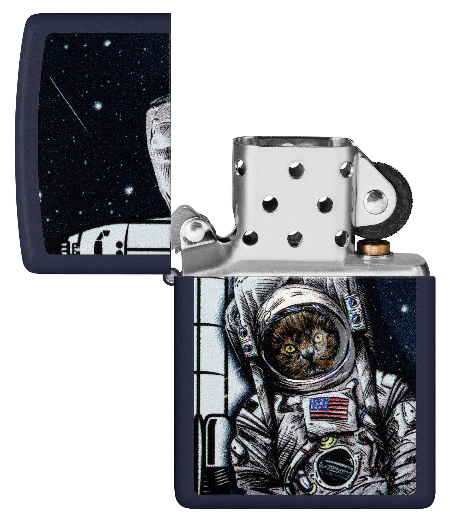 Zippo Space Kitten Design Navy Matte Windproof Lighter