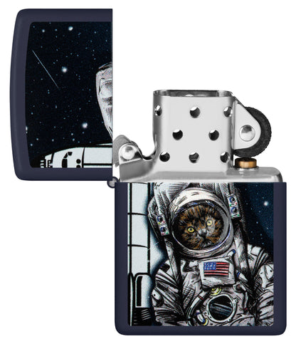Zippo Space Kitten Design Navy Matte Windproof Lighter