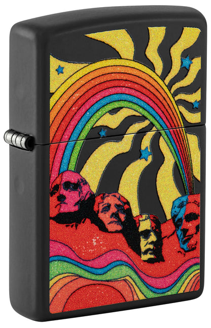 Zippo Hippie Mt Rushmore Design Black Matte Windproof Lighter