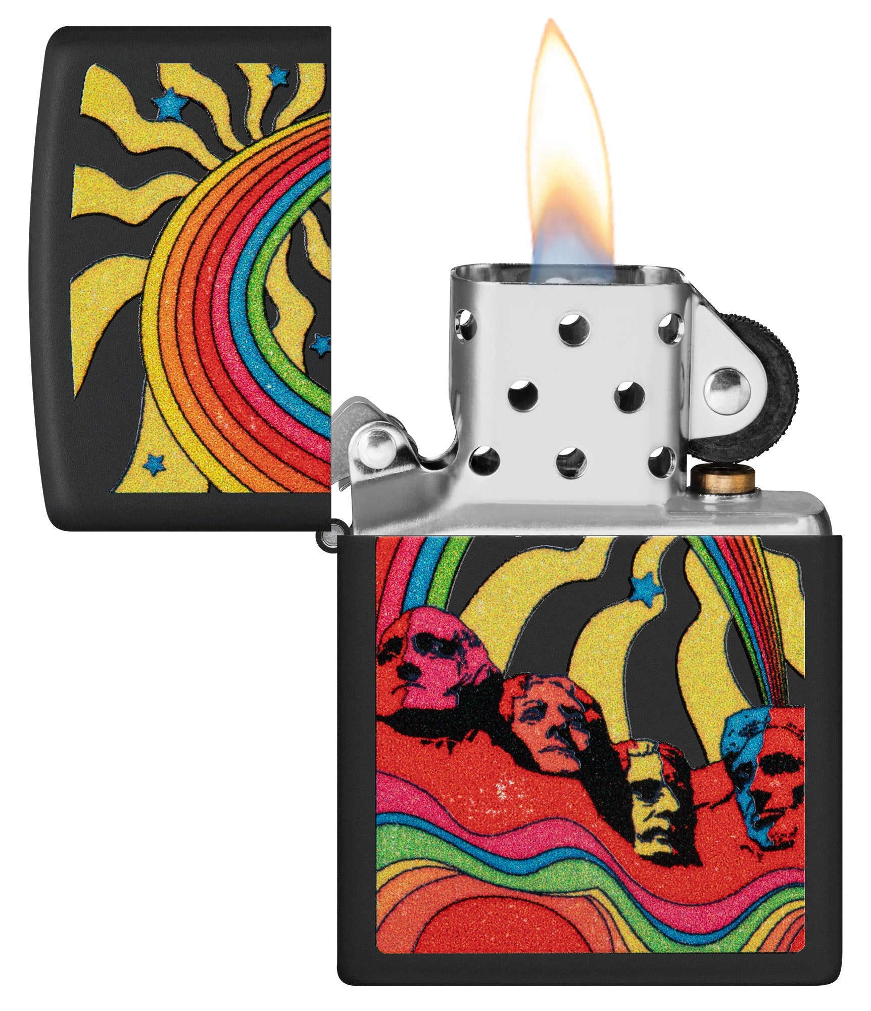 Zippo Hippie Mt Rushmore Design Black Matte Windproof Lighter
