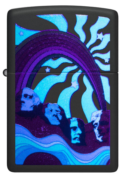Zippo Hippie Mt Rushmore Design Black Matte Windproof Lighter