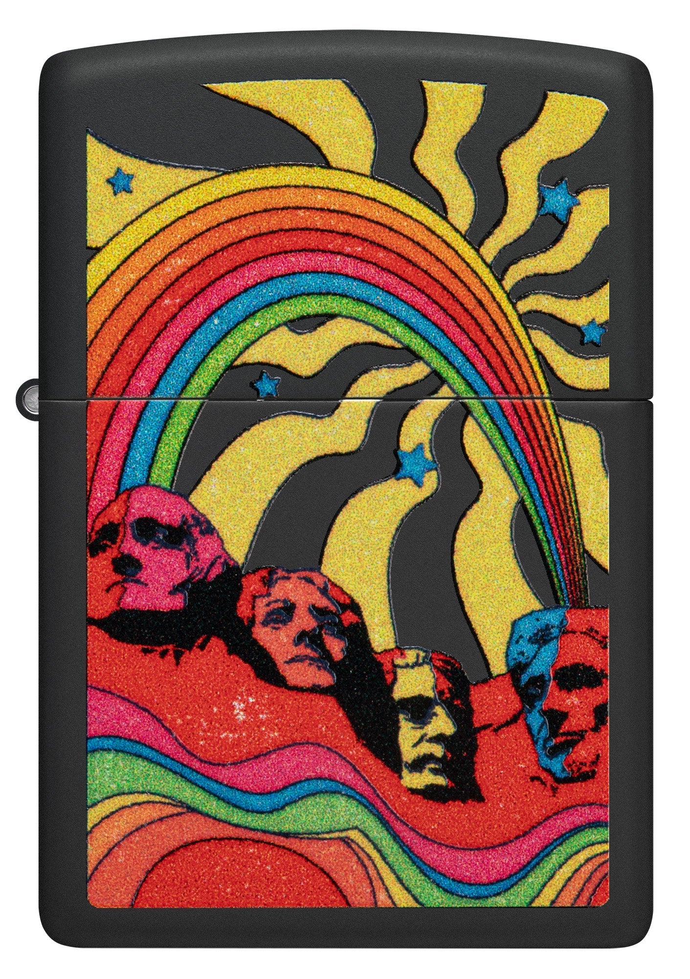 Zippo Hippie Mt Rushmore Design Black Matte Windproof Lighter