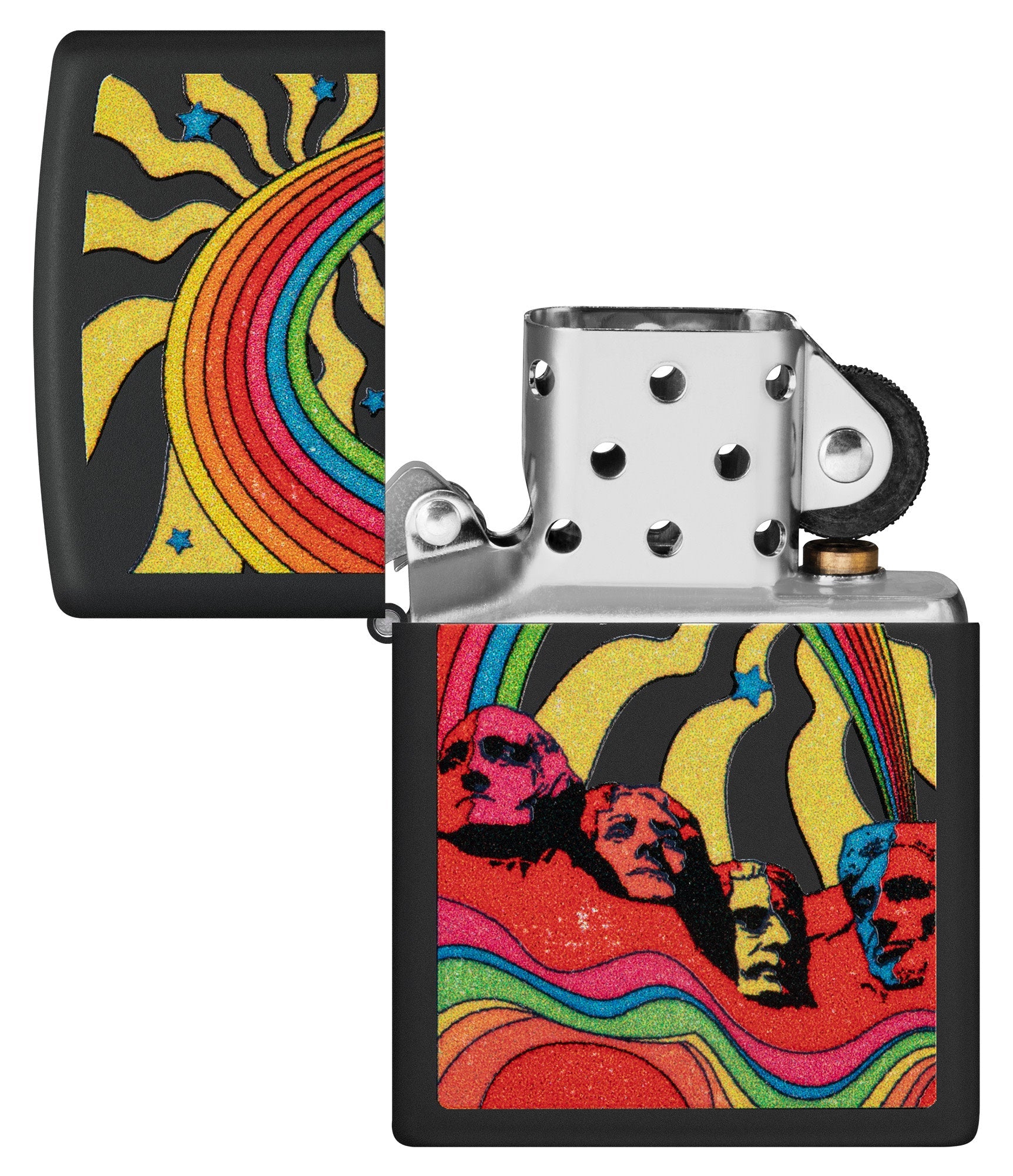 Zippo Hippie Mt Rushmore Design Black Matte Windproof Lighter