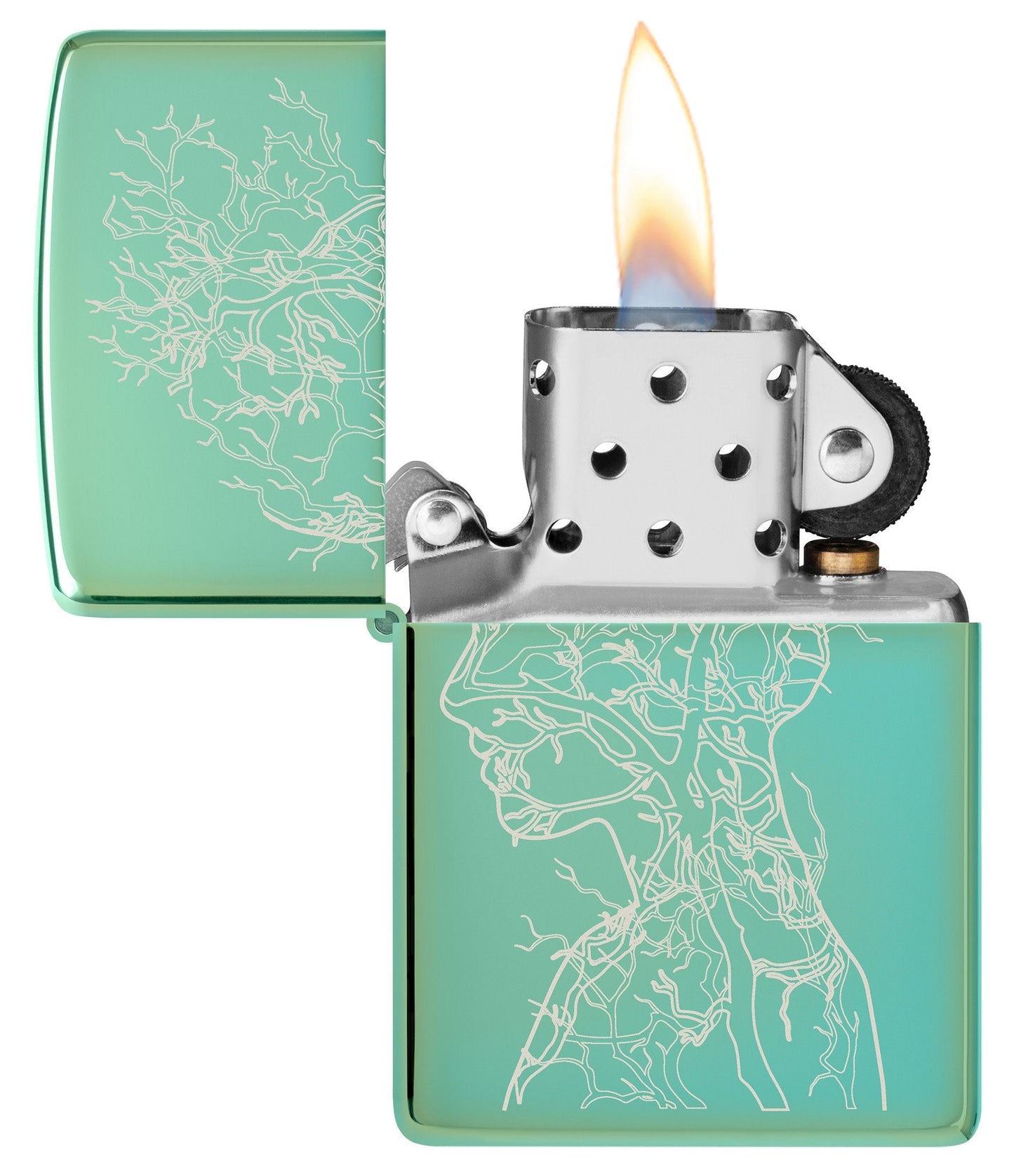 Zippo Human Tree Design High Polish Green Windproof Lighter