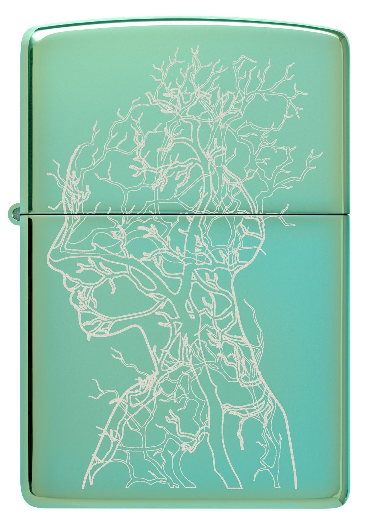 Zippo Human Tree Design High Polish Green Windproof Lighter