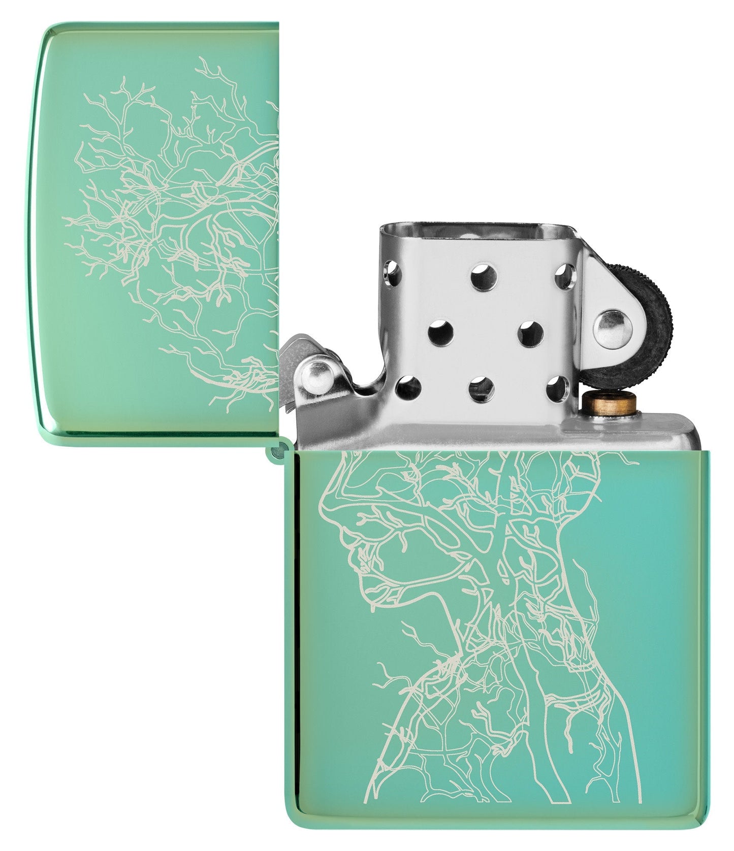 Zippo Human Tree Design High Polish Green Windproof Lighter