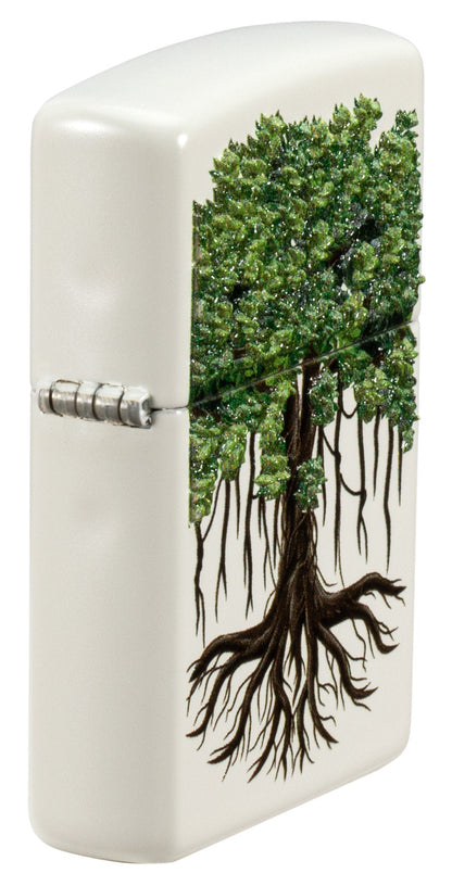Zippo Tree Life Design White Matte Windproof Lighter