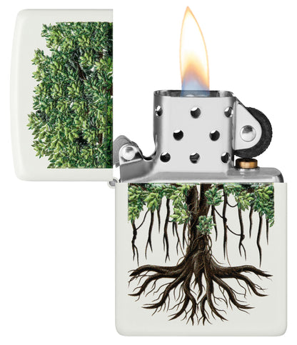 Zippo Tree Life Design White Matte Windproof Lighter