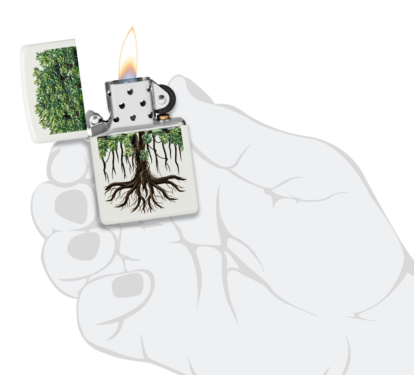 Zippo Tree Life Design White Matte Windproof Lighter