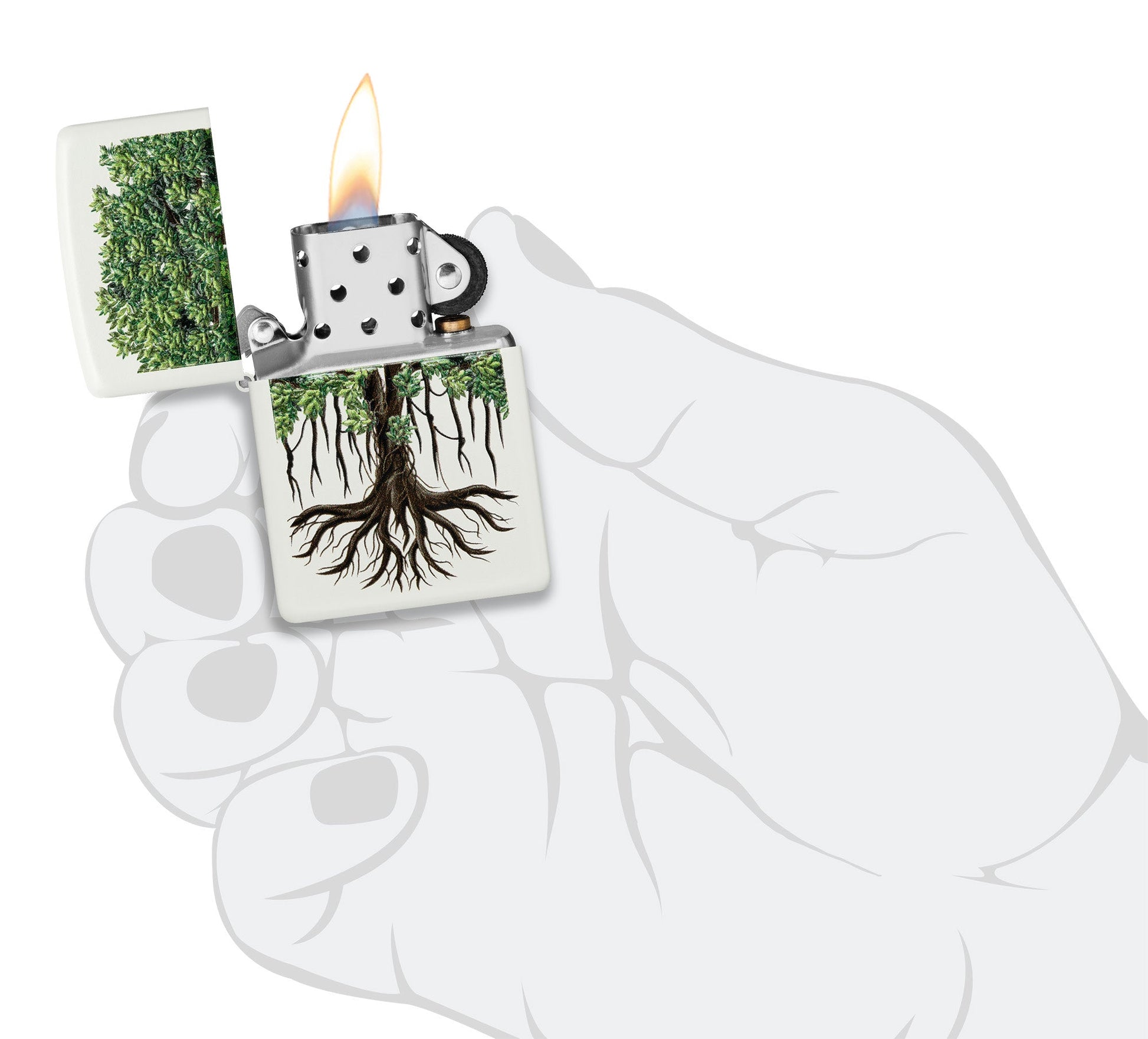 Zippo Tree Life Design White Matte Windproof Lighter