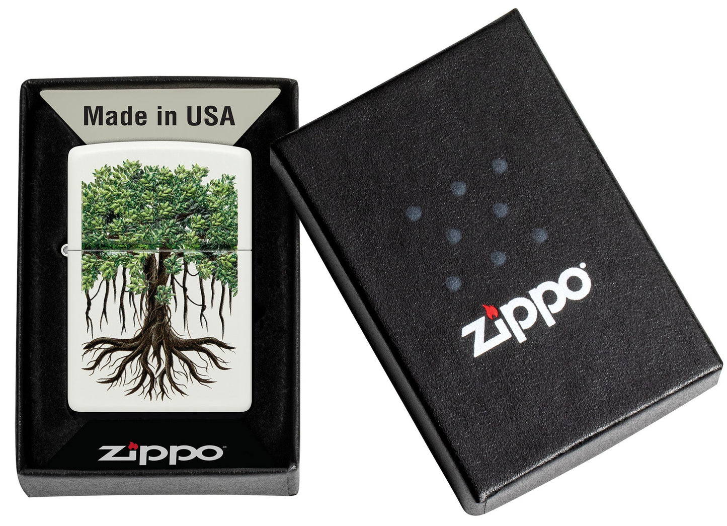 Zippo Tree Life Design White Matte Windproof Lighter