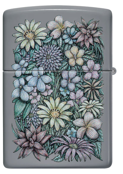 Zippo Floral Gorilla Design Flat Grey Windproof Lighter
