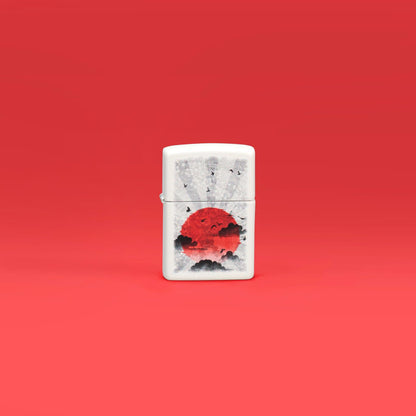 Zippo Red Moon Design White Matte Windproof Lighter