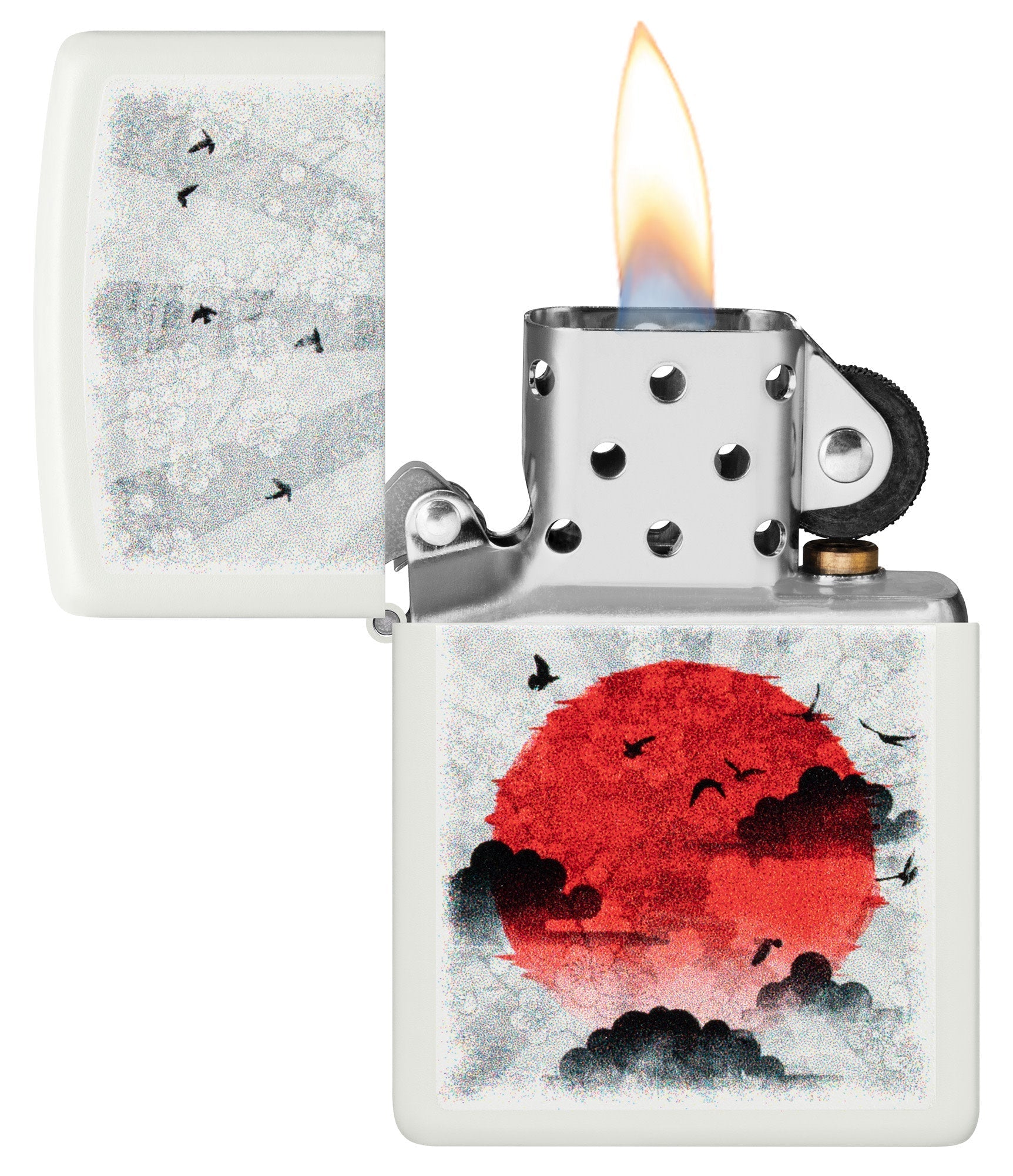 Zippo Red Moon Design White Matte Windproof Lighter