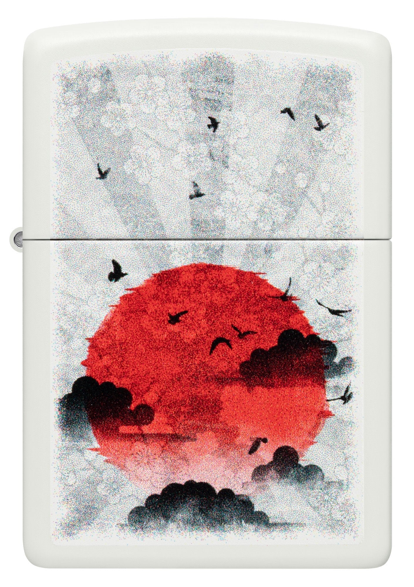 Zippo Red Moon Design White Matte Windproof Lighter