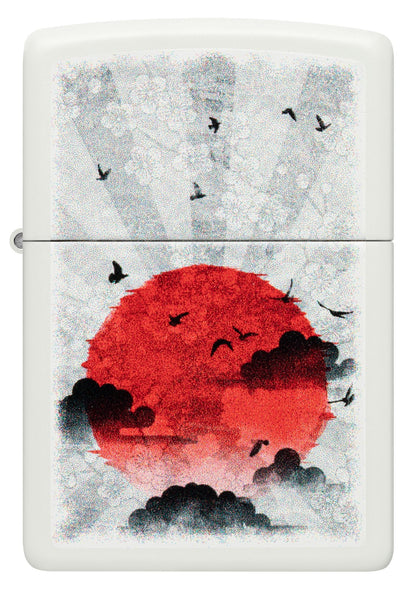 Zippo Red Moon Design White Matte Windproof Lighter