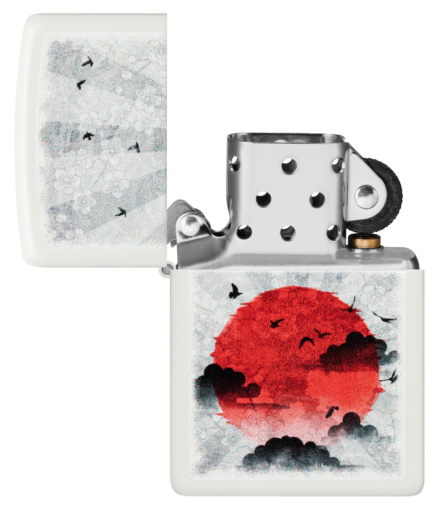 Zippo Red Moon Design White Matte Windproof Lighter