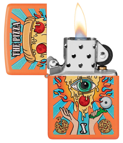 Zippo Eye of Pizza Orange Matte Windproof Lighter