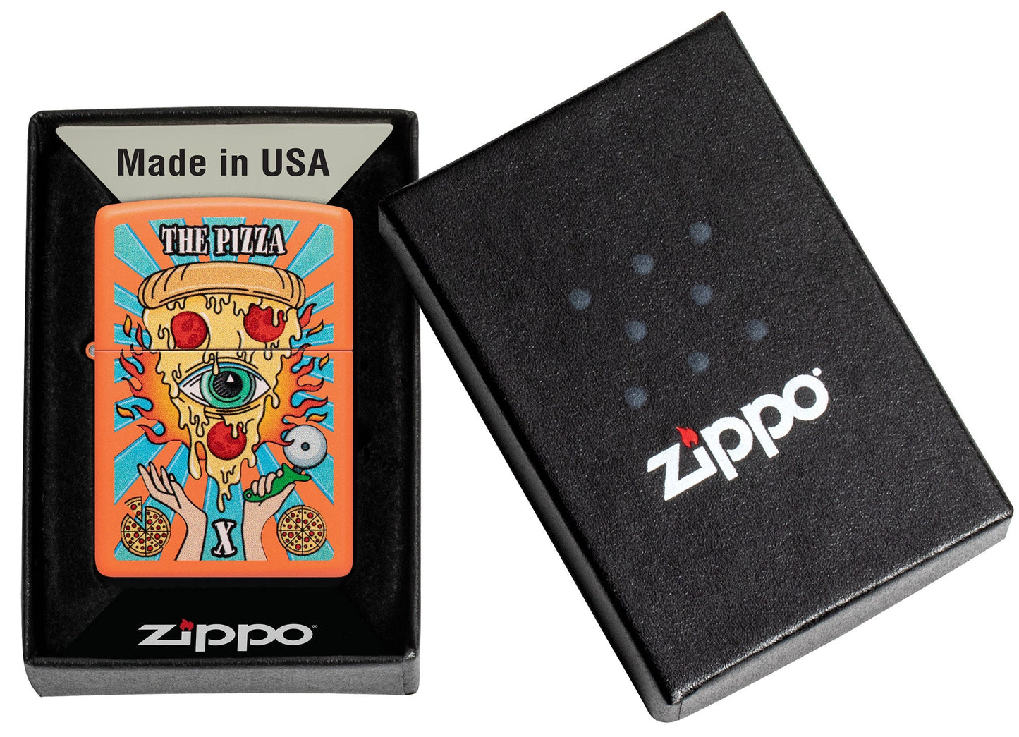 Zippo Eye of Pizza Orange Matte Windproof Lighter