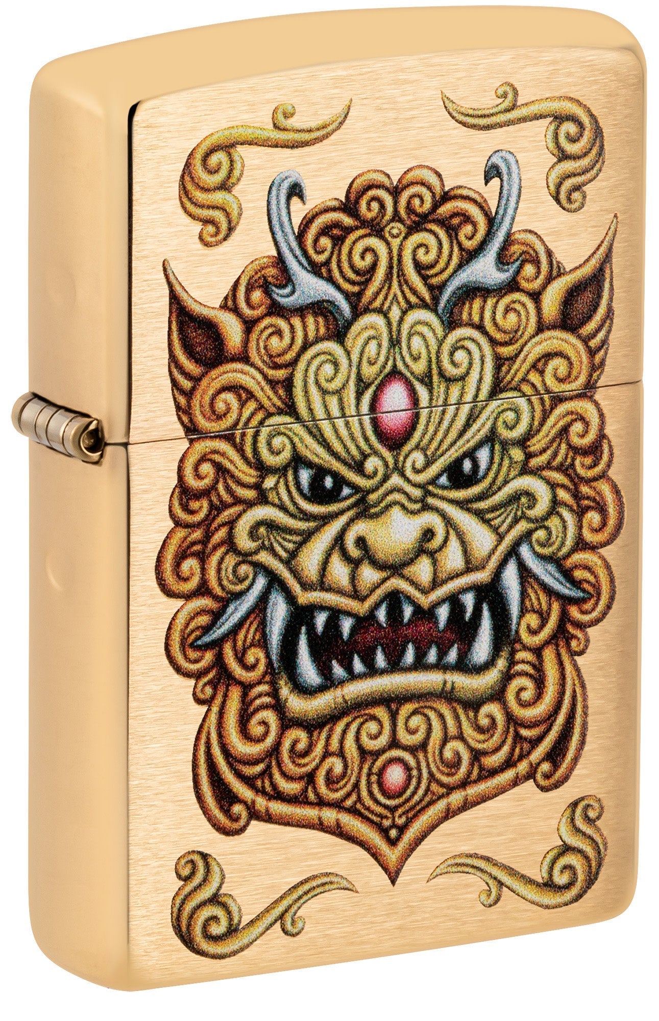 Zippo Foo Dog Design Brushed Brass Windproof Lighter