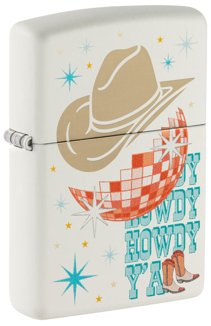 Zippo Howdy Cowboy White Matte Windproof Lighter