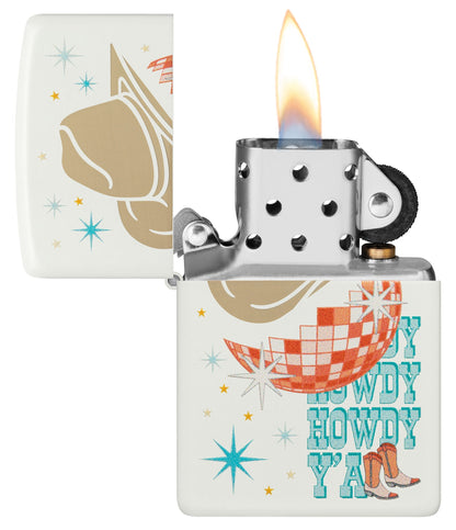 Zippo Howdy Cowboy White Matte Windproof Lighter