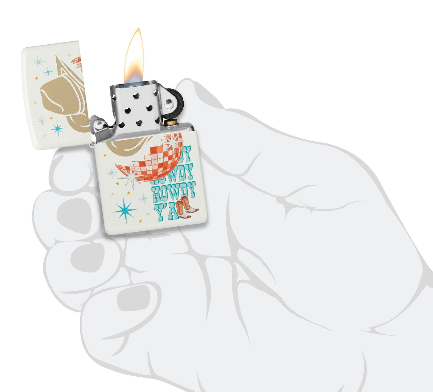 Zippo Howdy Cowboy White Matte Windproof Lighter