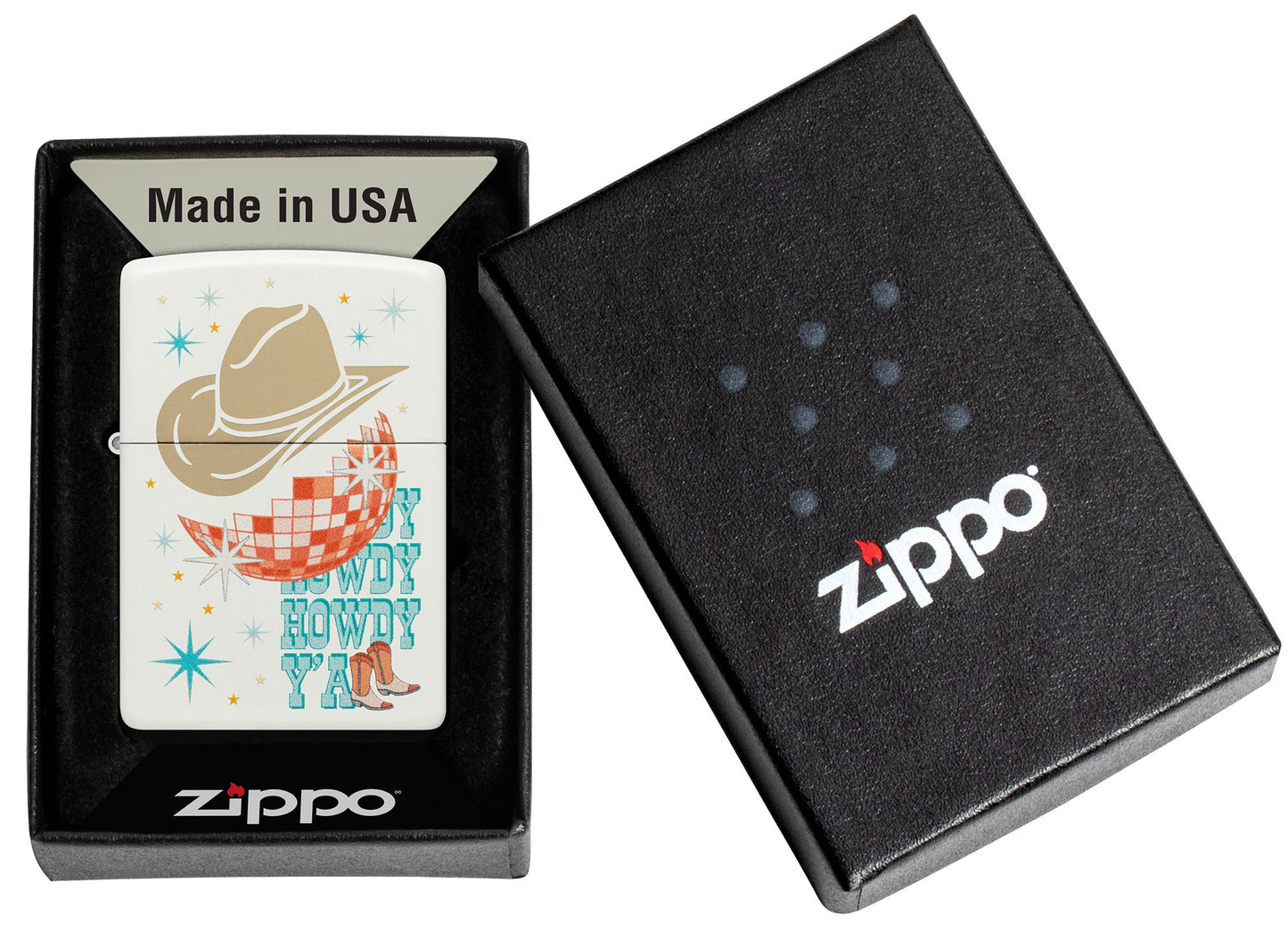 Zippo Howdy Cowboy White Matte Windproof Lighter