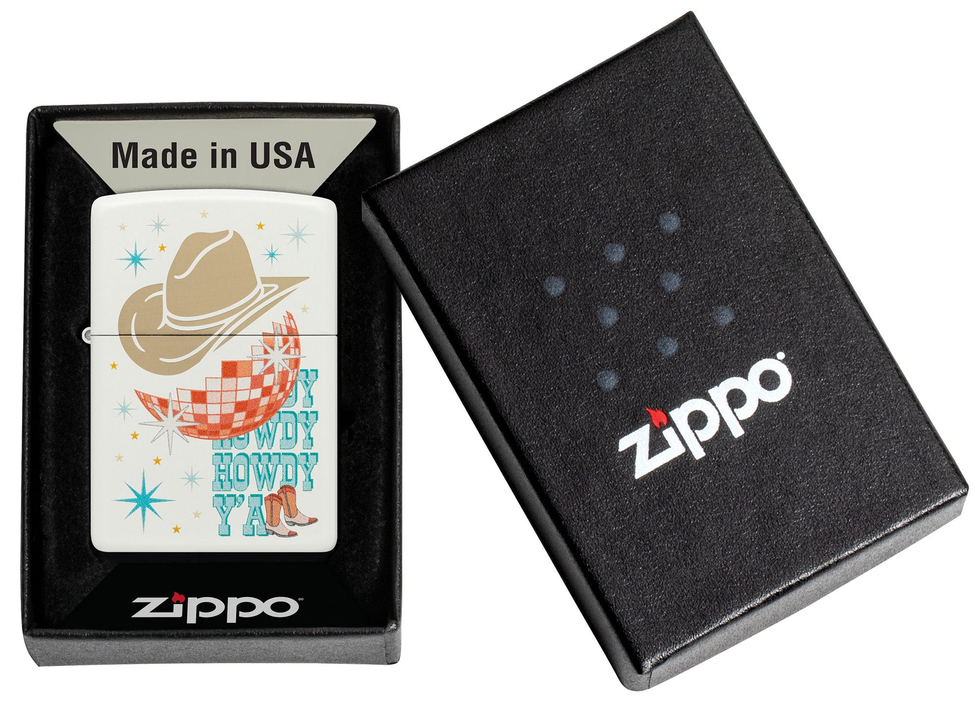 Zippo Howdy Cowboy White Matte Windproof Lighter