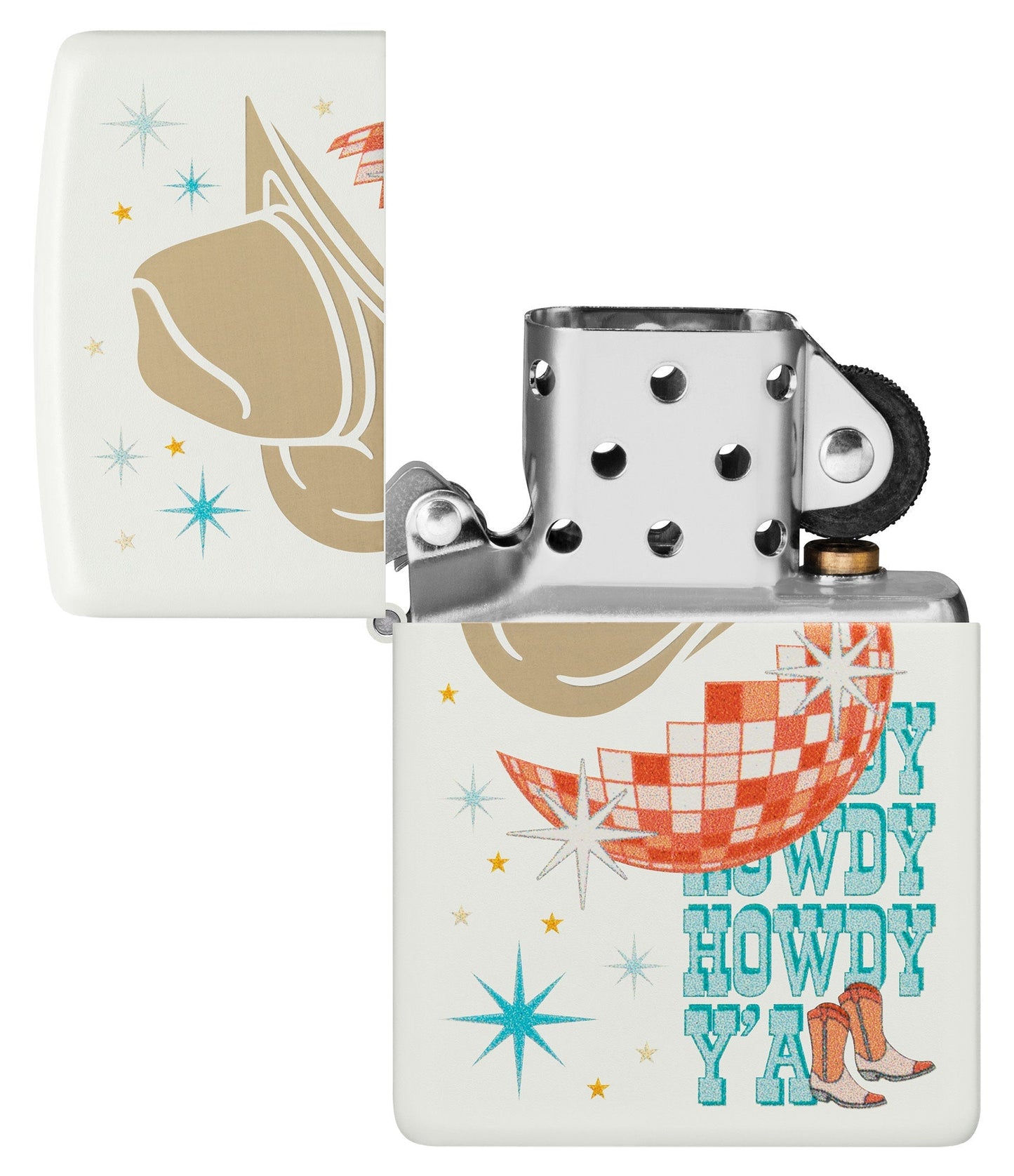 Zippo Howdy Cowboy White Matte Windproof Lighter