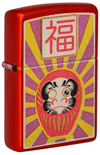 Zippo Daruma Design Metallic Red Windproof Lighter