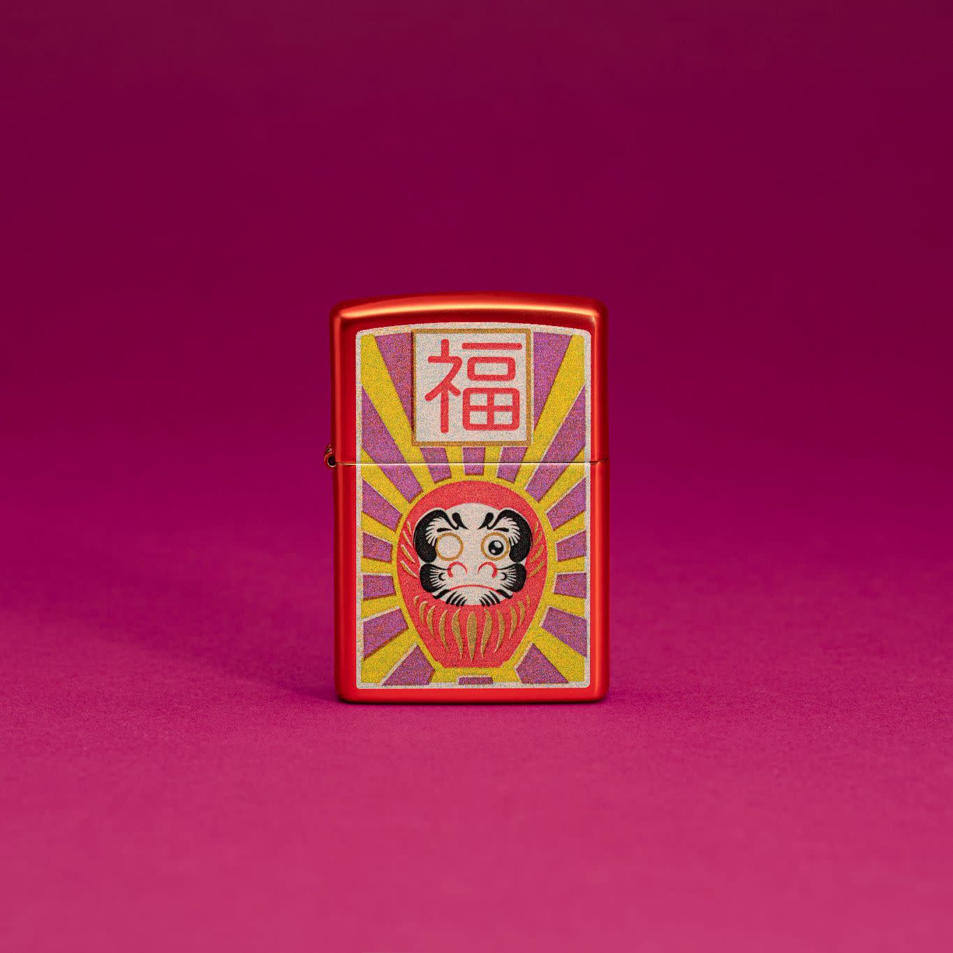 Zippo Daruma Design Metallic Red Windproof Lighter