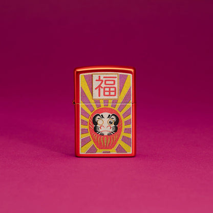 Zippo Daruma Design Metallic Red Windproof Lighter