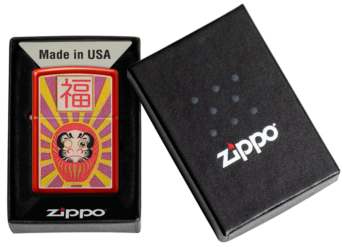 Zippo Daruma Design Metallic Red Windproof Lighter