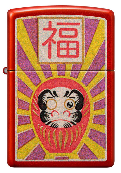 Zippo Daruma Design Metallic Red Windproof Lighter
