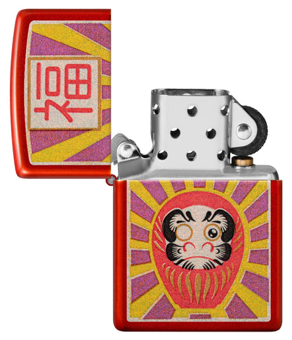 Zippo Daruma Design Metallic Red Windproof Lighter